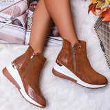 Stiefelette Damen Keilabsatz | Rutschfest Warm Gefüttert – Braun