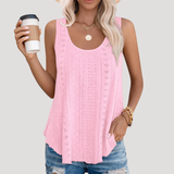 Fenna | Damen Ärmelloses Top mit Lochstickerei – Rosa