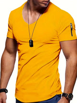 Raphael - Einfaches T-Shirt mit V-Ausschnitt für Herren – Sonnenscheingelb