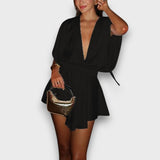 Arianne – Eleganter Jumpsuit mit V-Ausschnitt – Schwarz
