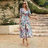 Florence | Boho-Maxikleid mit Blumendruck – Luftige Eleganz für den Sommer – Multicolor