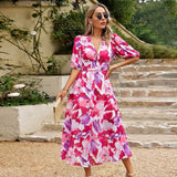Innova - Kleid mit V-Ausschnitt – Rosa