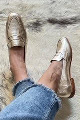 Florentina | Damen Metallic Loafer – Gold