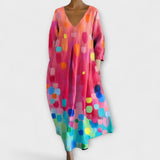Fiona - Langes, Buntes Kleid mit V-Ausschnitt – Mehrfarbig1
