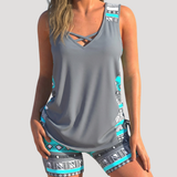 Floriana | Damen Tankini Set mit Shorts – Grau