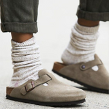 Unisex Pantoffeln aus veganem Leder – Handgefertigt & Komfortabel – Grau