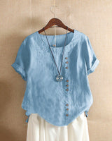 Marie | Luftige Kurzarm-Bluse – Hellblau