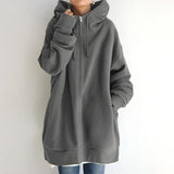 Kuscheliger Winter-Kapuzenpullover in Übergröße - Cassandra – Grau