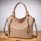 Franka | Damen Schultertasche mit Verstellbarem Riemen – Aprikose