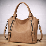 Franka | Damen Schultertasche mit Verstellbarem Riemen – Hellbraun