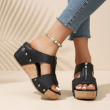 Gigi | Stylische Keilsandale mit Komfort-Sohle – Schwarz (Fast ausverkauft)