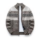 Matthew | Zip-Up Vintage Cardigan – Kaffee