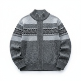 Matthew | Zip-Up Vintage Cardigan – Dunkelgrau