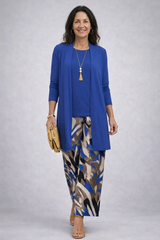 Fleurette | Elegantes 3-teiliges Casual-Set – Blau