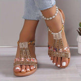 Freya | Damen Riemchen Sandalen mit Blumenmuster – Gelb