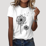 Frida | Damen Pusteblume Print T-Shirt – Weiß