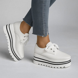 Frieda | Damen Plateau Sneaker mit Schnürung – Weiß