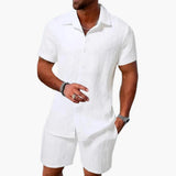 Friedrich | Herren Kurzarm Hemd Shorts Set – Weiß