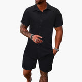 Friedrich | Herren Kurzarm Hemd Shorts Set – Schwarz