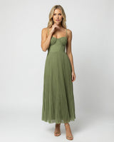 Drune | Midi Ärmellos Kleid Mit Gefälteltem Tüll-Bustier – Grün