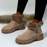 Winterschuhe Damen | Knöchelhoch mit Umgeschlagenem Fellrand – Braun