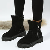 Winterschuhe Damen | Knöchelhoch mit Umgeschlagenem Fellrand – Schwarz
