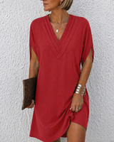 Mara | Elegantes Kleid mit V-Ausschnitt – Rot
