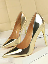Elegante Damen Stiletto Pumps in veganem Kunstleder – Gold