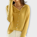Mira | Asymmetrischer Cardigan für stilvolle Layering-Looks – Gelb
