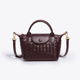 Geflochtene Mini-Tasche Damen – Kompakte Crossbody Bag mit Schulterriemen – Bordeauxrot