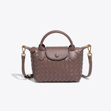 Geflochtene Mini-Tasche Damen – Kompakte Crossbody Bag mit Schulterriemen – Dunkelbraun