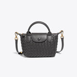 Geflochtene Mini-Tasche Damen – Kompakte Crossbody Bag mit Schulterriemen – Dunkelgrau