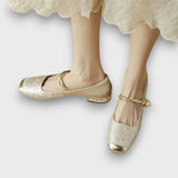 Lorina – Elegante Ballerinas mit Vintage-Charme – Beige
