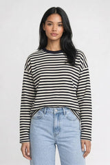 Gestreiftes Top Damen - Oversized | Lange Ärmel – Gestreift Navy