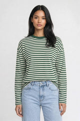 Gestreiftes Top Damen - Oversized | Lange Ärmel – Gestreift Grün