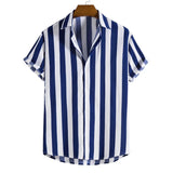 Gestreiftes Kurzarm-Hemd für Herren – Marineblau