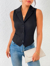 Kurzärmelige Damenweste mit modernen Details - eleganter Stil – Schwarz