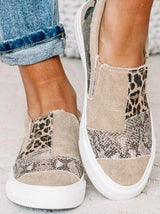 Geneva | Segeltuchschuhe mit Tiermuster – Khaki