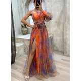 AMALIA | ELEGANTES BLUMENKLEID – Orange
