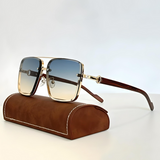 VintEdge – Retro Sonnenbrille in Quadratischer Form – Gold/Blau
