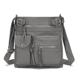 Multifunktionale Damen Tasche – Wasserfeste Schultertasche mit vielen Fächern – Grau