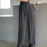 Yvette | Damen Wide Leg Hose Hohe Taille Locker – High Waist Wide Leg Hose 2026 – Grau