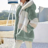 Andrea | Winterjacke mit Kapuze und Reißverschluss – Grüne Streifen