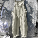 Vintage Gestreift Weiter Overall Für Damen | Ideal für den Sommer – Grün