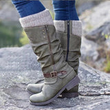 Damen Winter Stiefel | Casual hoch mit Absatz – Grün