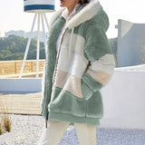 Damen Kapuzenjacke mit Fleecefutter | Reißverschlusstaschen Langarm – Grun