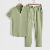 Modernes Herren Lounge-Set | Polo mit Stehkragen & Hose – Green