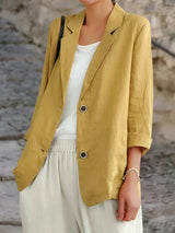 Greta | Damen Business Blazer mit Knöpfen – Gelb