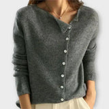 Paige – Weicher Cardigan mit asymmetrischer Knopfleiste – Grau