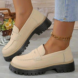 Gudrun | Damen Platform Loafer mit rutschfester Sohle – Beige